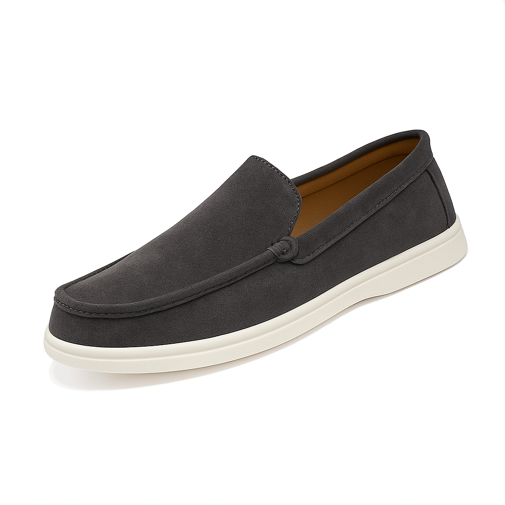 Slip On Masculino Premium Cinza Escuro | Driving Shoe em Couro Full-Grain | BOLDMAN