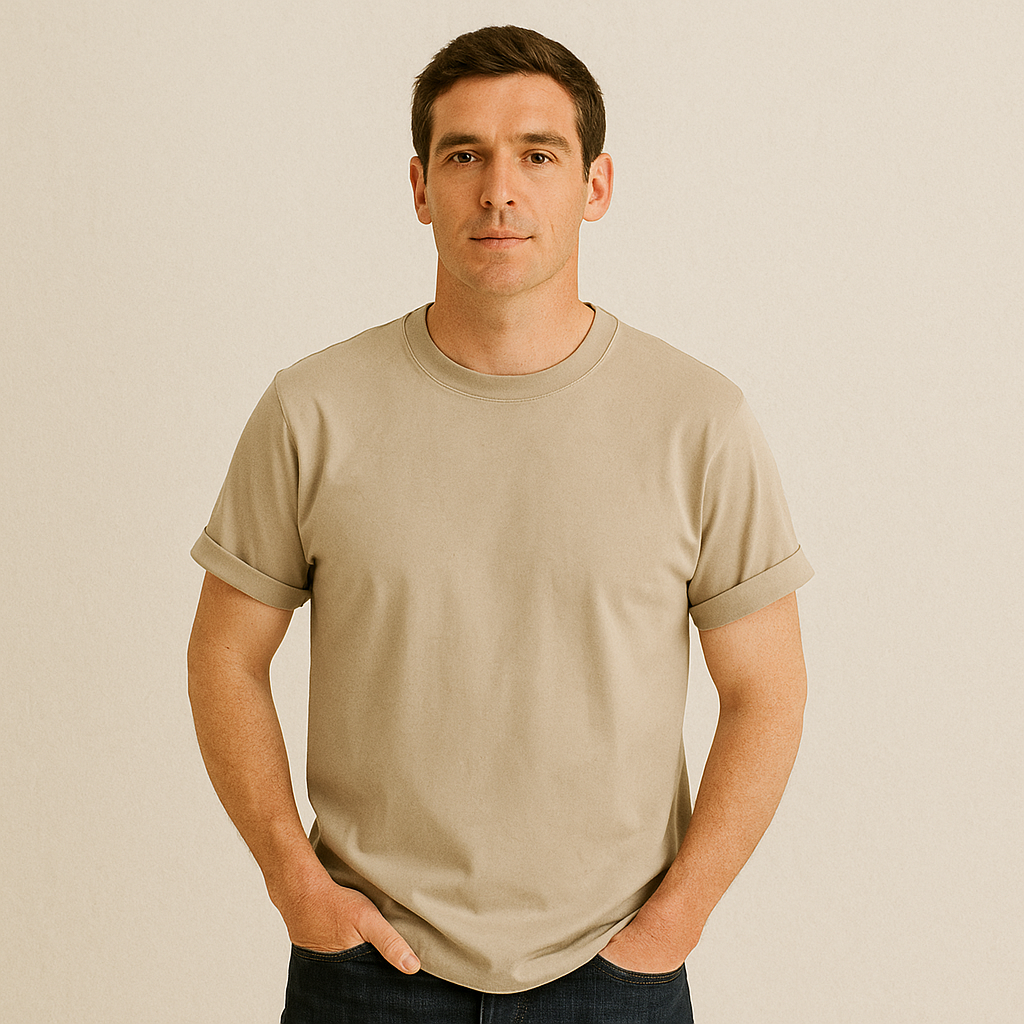 Camiseta Masculina Cáqui Boldman Dukeen Oversize 100% Algodão Premium