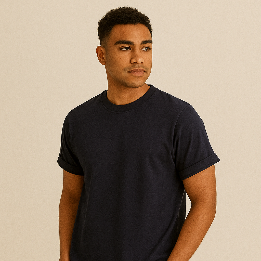 Camiseta Masculina Azul Escuro Boldman Dukeen Oversize 100% Algodão Premium