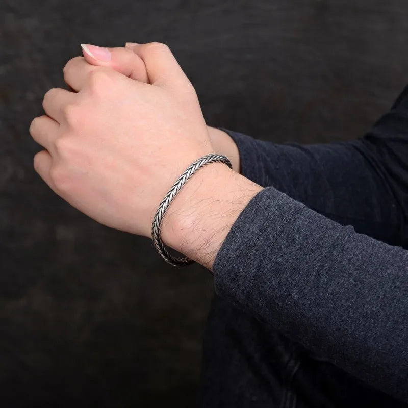 Pulseira Masculina Statement em Prata 925 | Estilo Retrô Feita à Mão | BOLDMAN