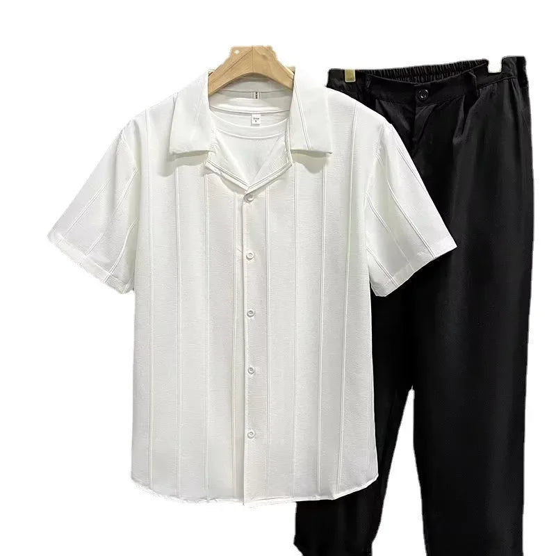 Camisa Masculina Verão Slim Cor Sólida Moderna – BOLDMAN