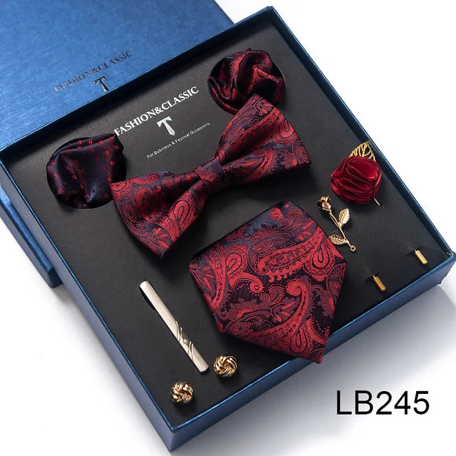 Kit Presente Masculino - 5pcs: 1 Gravata Seda + 4 Acessórios Formais - BOLDMAN