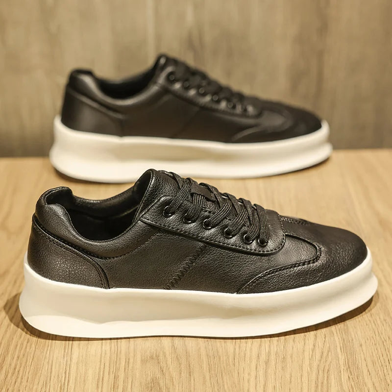 Tênis Sneaker Masculino Preto Couro Legítimo | Estilo Retrô Athleisure | BOLDMAN