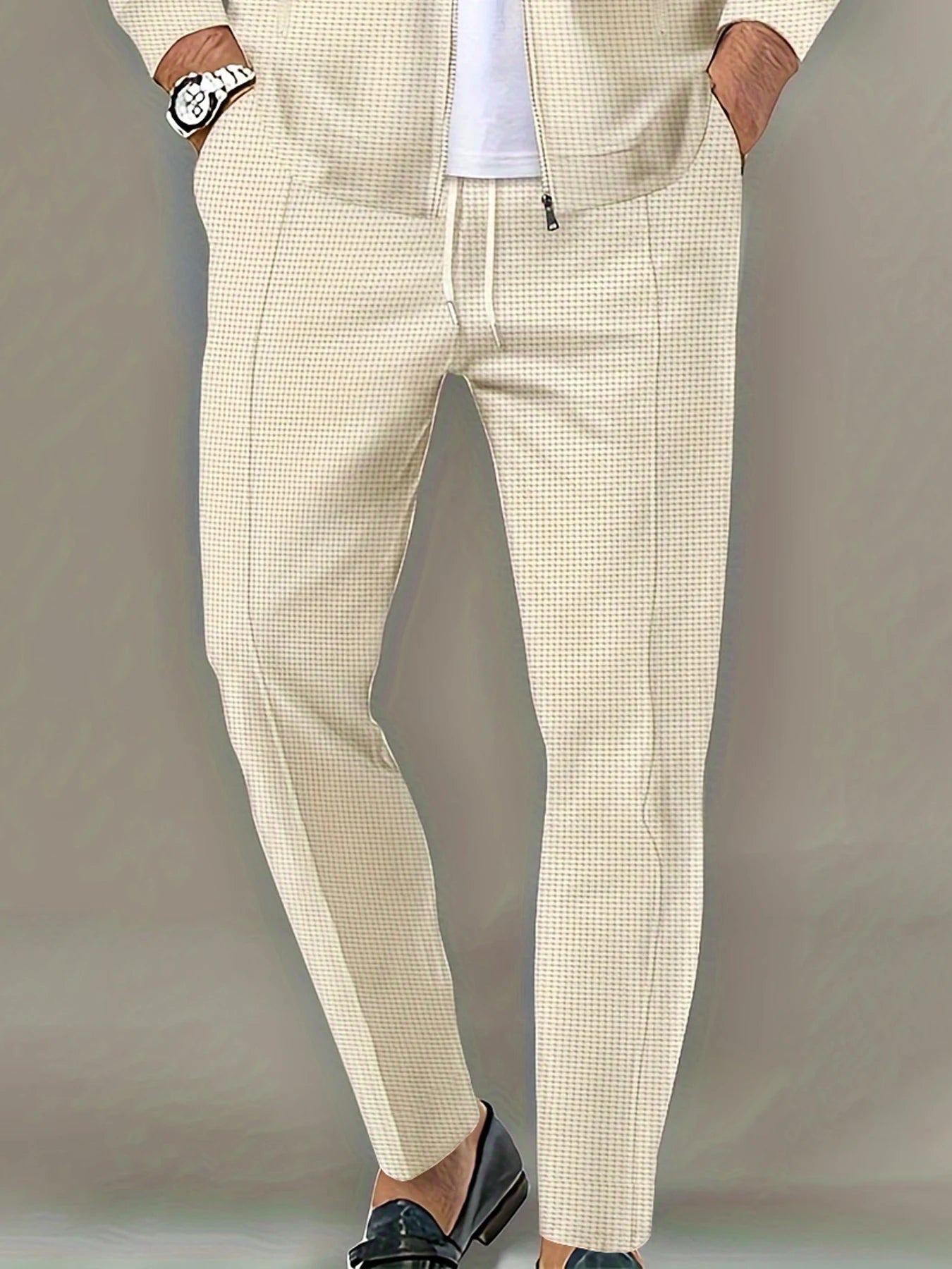 Calça Waffle Masculina Slim com Cordão Ajustável – BOLDMAN