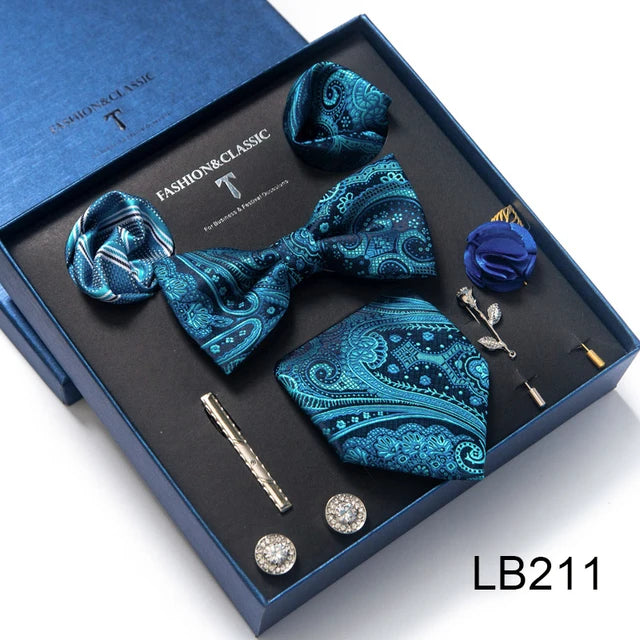 Kit Presente Masculino - 5pcs: 1 Gravata Seda + 4 Acessórios Formais - BOLDMAN