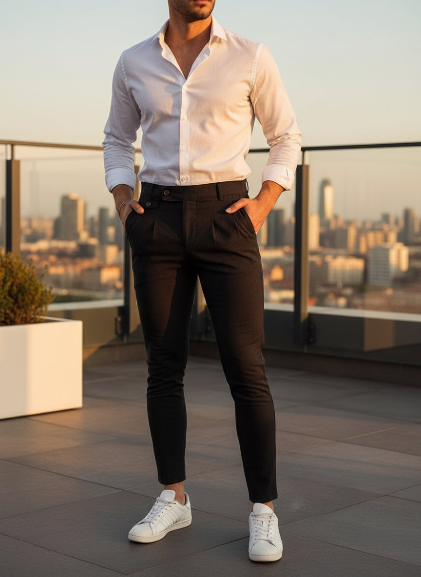Calça Masculina Slim com Detalhes Vintage - BOLDMAN