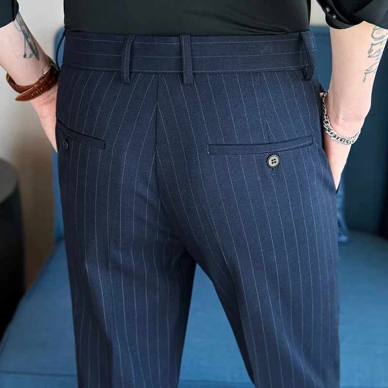 Calça Social Listrada Masculina BOLDMAN – Alfaiataria de Luxo Sob Medida