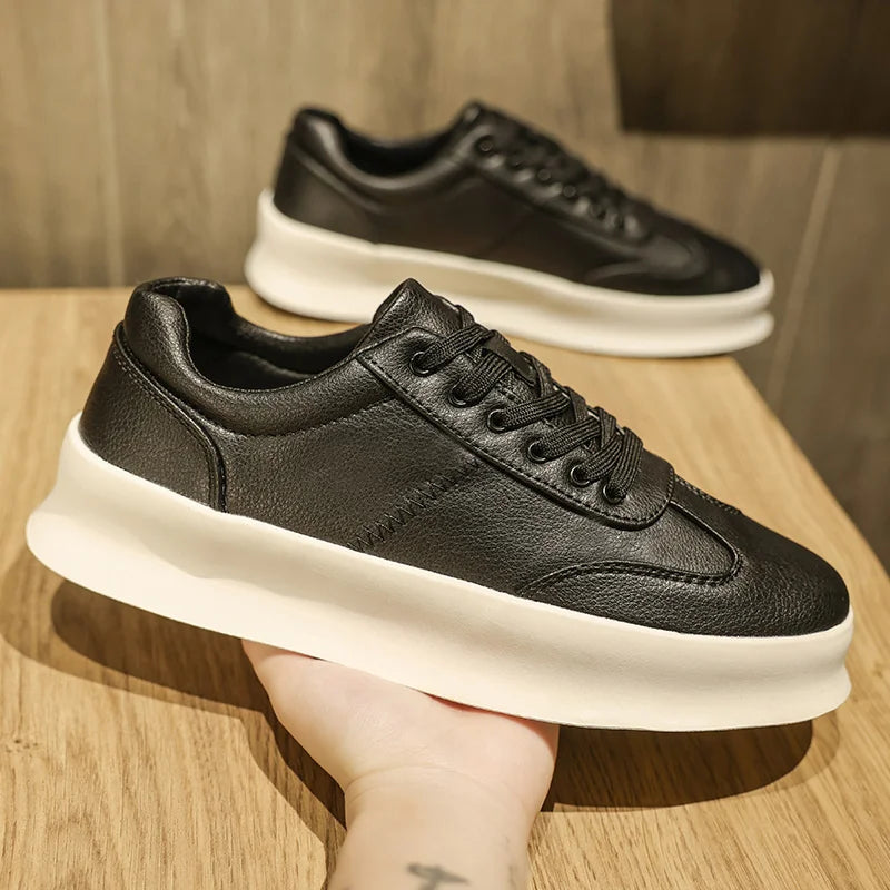 Tênis Sneaker Masculino Preto Couro Legítimo | Estilo Retrô Athleisure | BOLDMAN