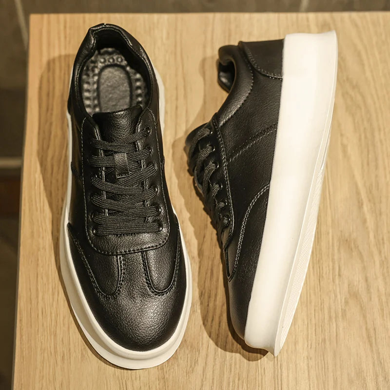 Tênis Sneaker Masculino Preto Couro Legítimo | Estilo Retrô Athleisure | BOLDMAN
