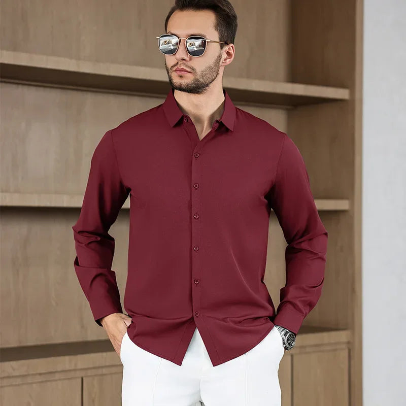 Camisa Social Masculina Vermelha em Algodão Egípcio Premium | BOLDMAN