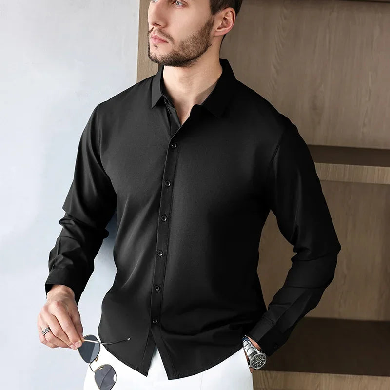 Camisa Social Masculina Preta em Algodão Egípcio Premium | BOLDMAN