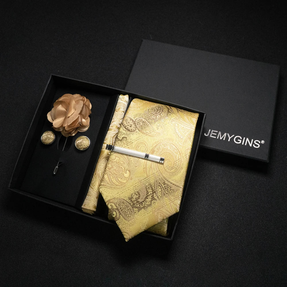 Kit Presente Masculino - 5pcs: 1 Gravata Seda + 4 Acessórios Formais - BOLDMAN