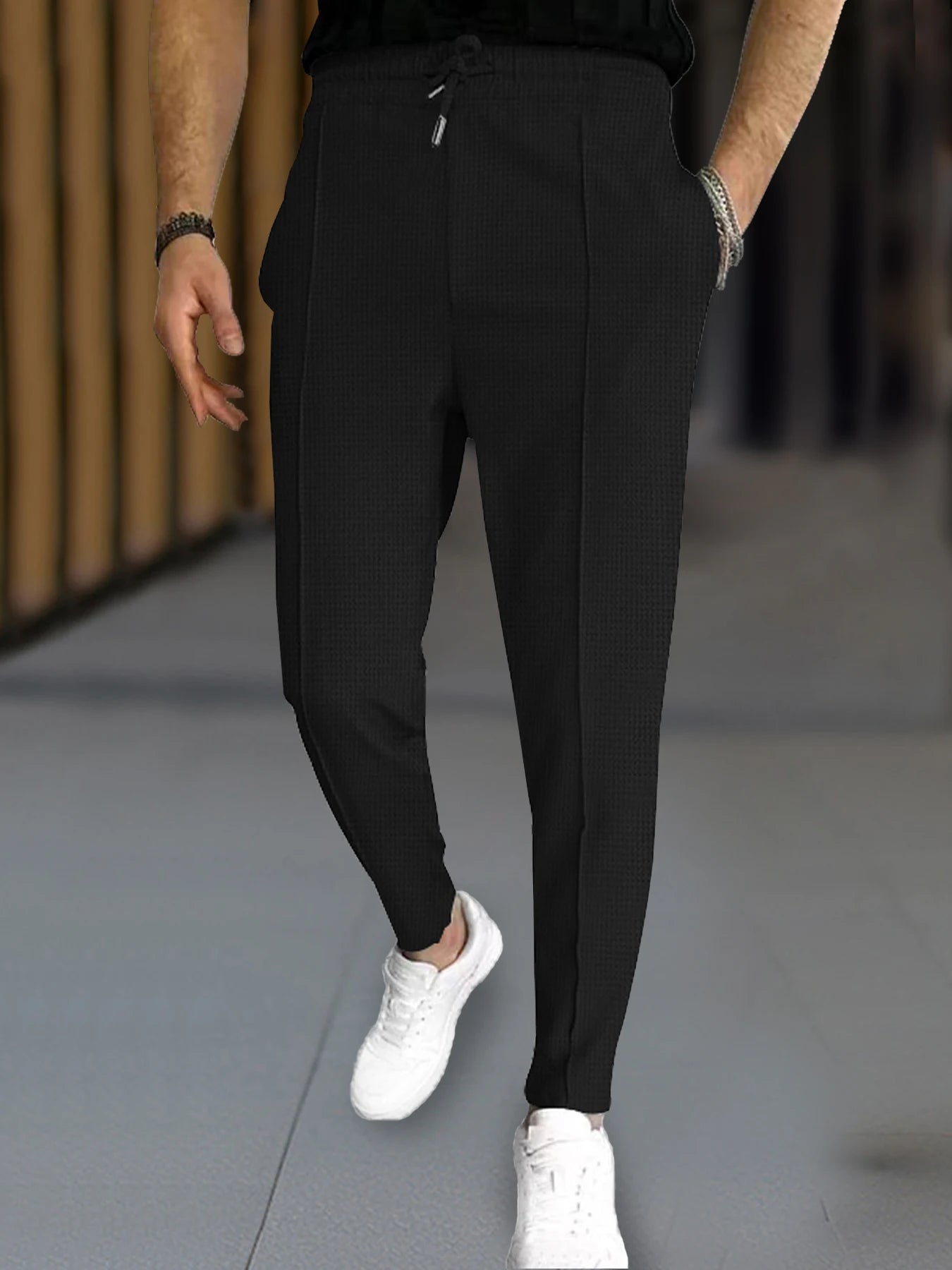Calça Waffle Masculina Slim com Cordão Ajustável – BOLDMAN