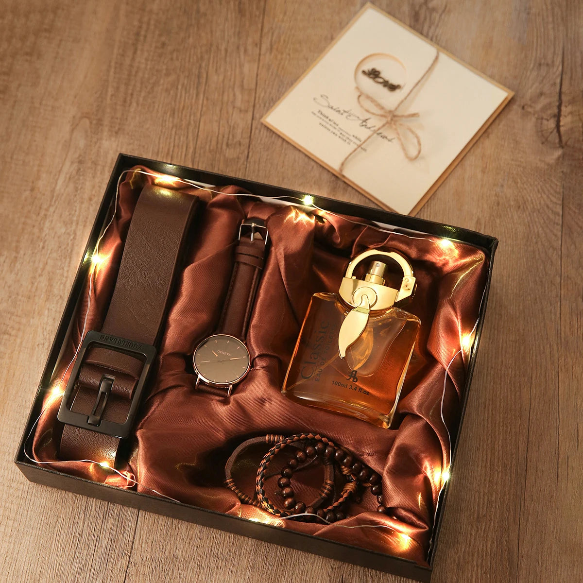 Kit Presente Masculino - 8pcs: 1 Relógio Quartzo + 7 Acessórios Exclusivos