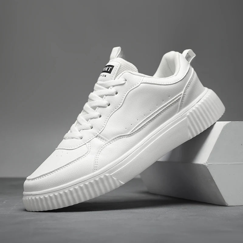 Sneaker Minimal Premium Branco | Couro Macio e Sola Raso | BOLDMAN