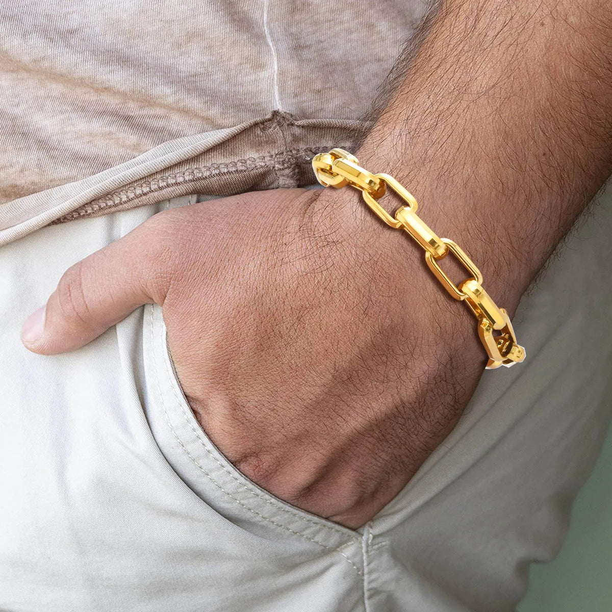 Pulseira Masculina em Aço Inoxidável Dourado - BOLDMAN