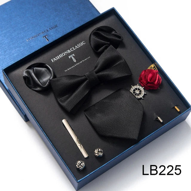 Kit Presente Masculino - 5pcs: 1 Gravata Seda + 4 Acessórios Formais - BOLDMAN