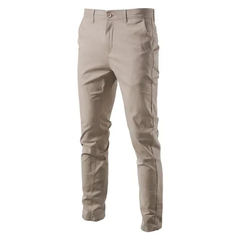 Calça Masculina Cáqui Slim Fit Casual de Algodão Premium | BOLDMAN