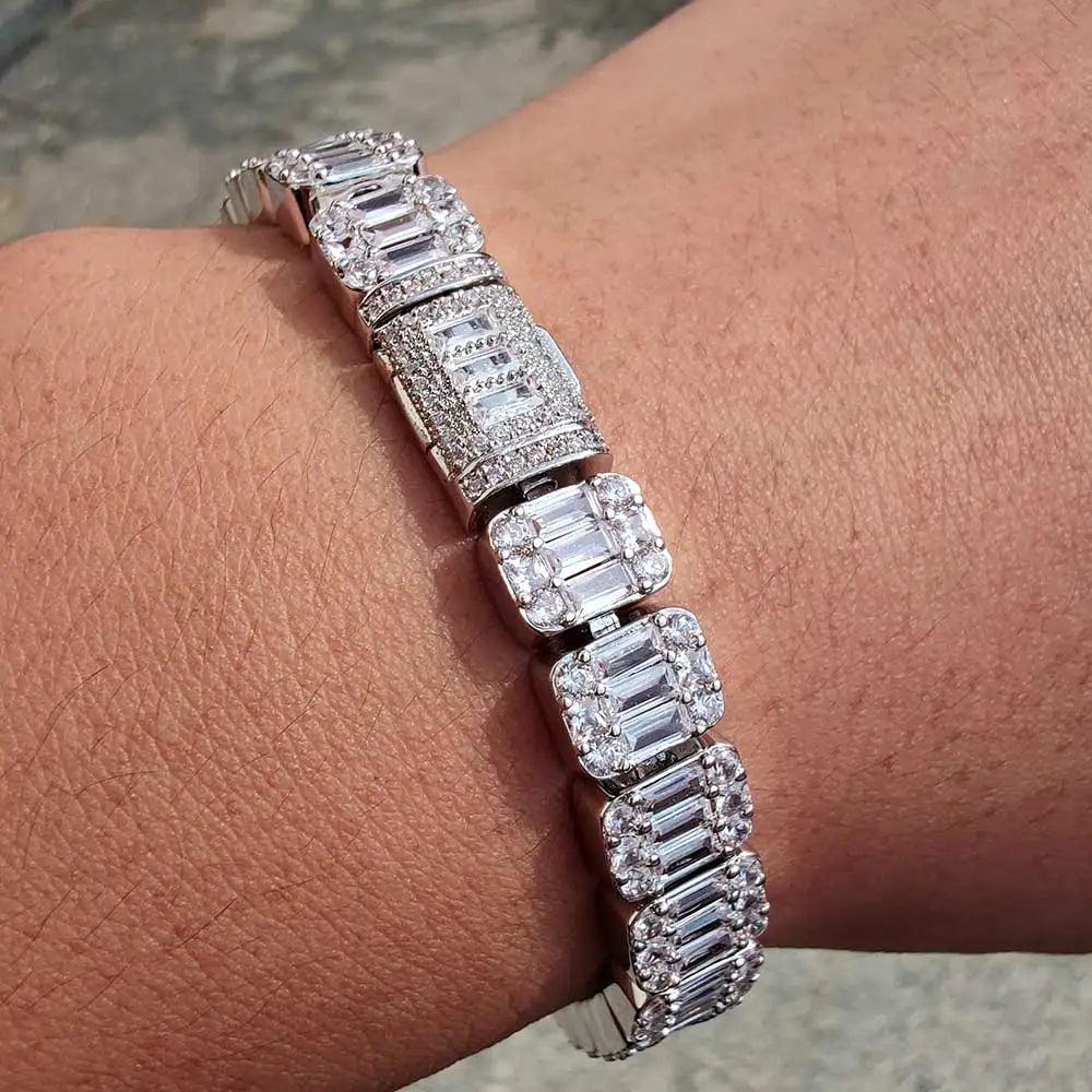 Pulseira Masculina NY Cluster 8mm em Zircônia Cúbica Premium | BOLDMAN