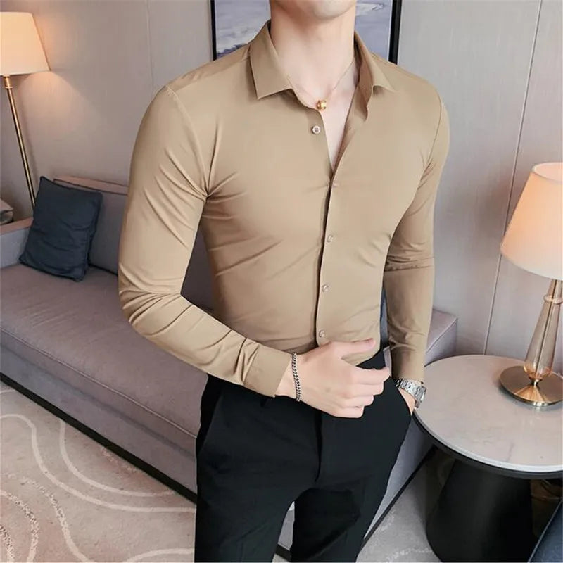 Camisa Masculina Slim Sem Costura – Luxo e Alta Elasticidade - BOLDMAN