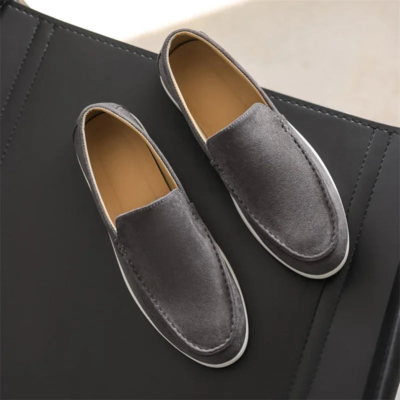 Slip On Masculino Premium Cinza Escuro | Driving Shoe em Couro Full-Grain | BOLDMAN