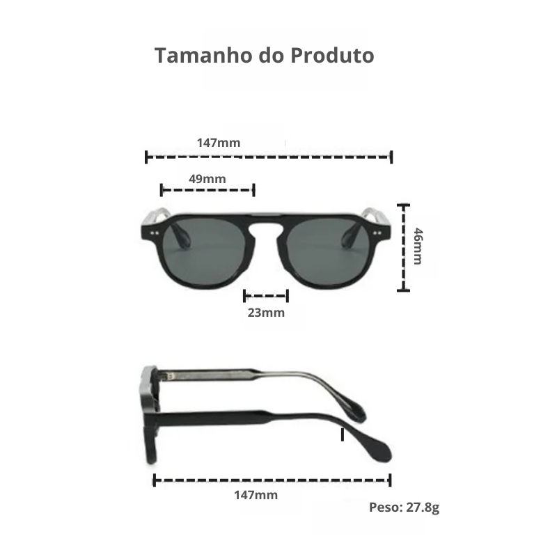 Óculos de Sol em Acetato Premium | Estilo Vintage Masculino | BOLDMAN