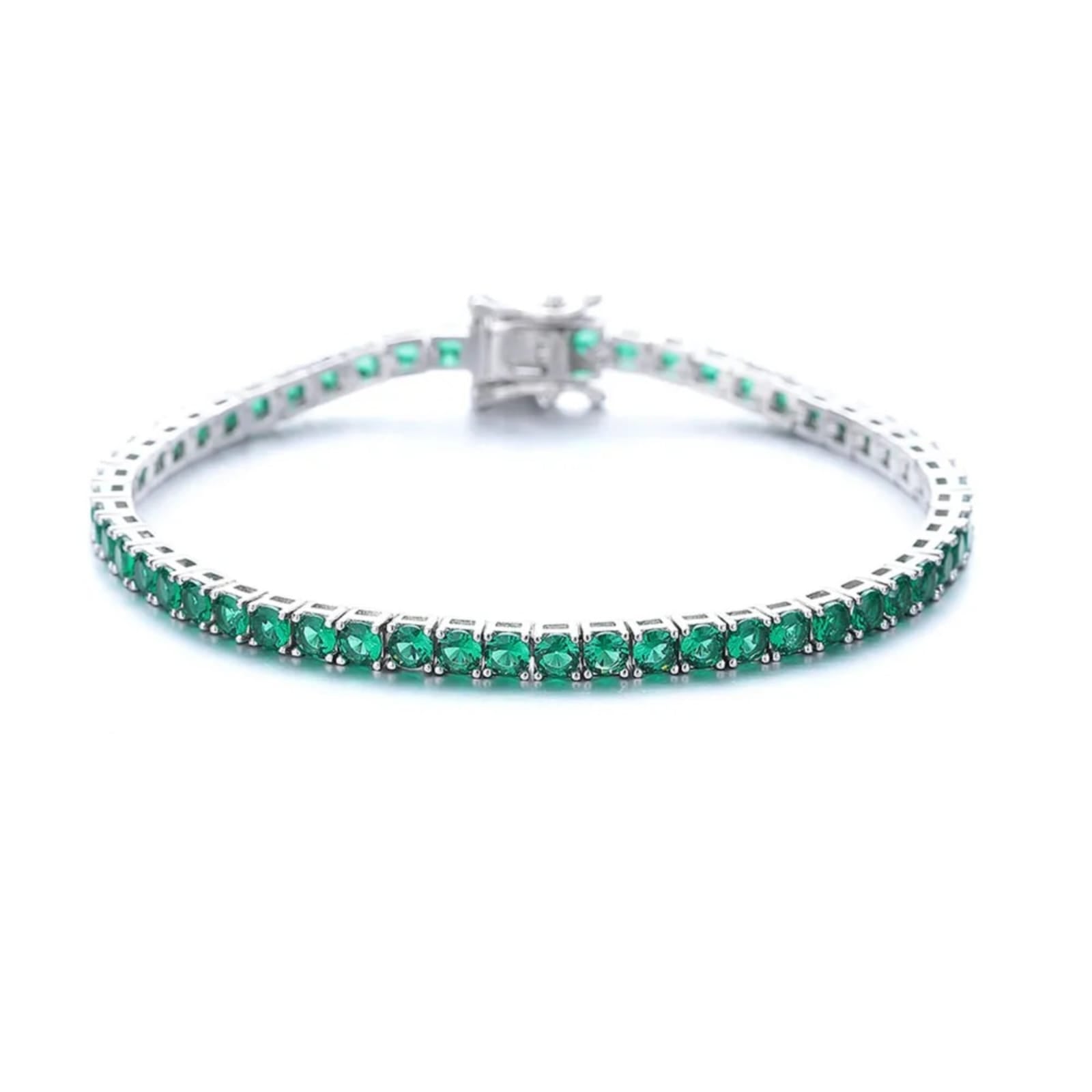 Pulseira em Prata 925 e Zircônia Cúbica | Verde Esmeralda 3mm | BOLDMAN