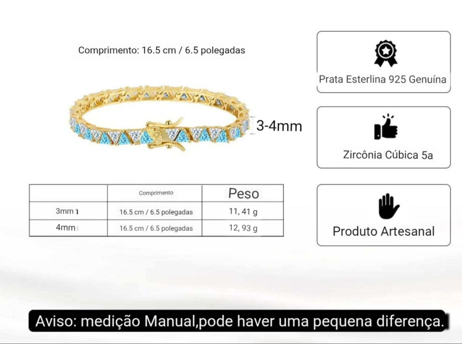 Pulseira Masculina Prata 925 com Zircônia 5A Premium – BOLDMAN