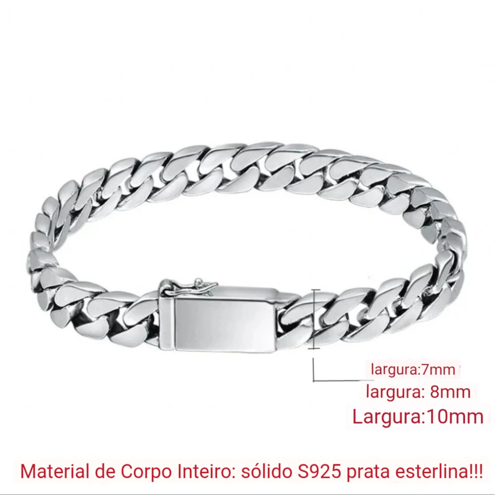 Pulseira Masculina Punk em Prata Esterlina S925 | Exclusividade BOLDMAN