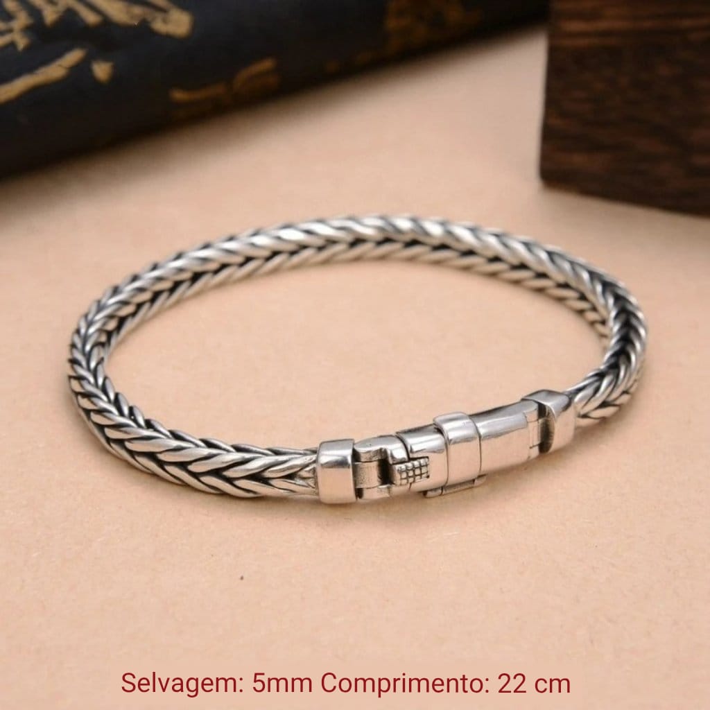 Pulseira Masculina Statement em Prata 925 | Estilo Retrô Feita à Mão | BOLDMAN