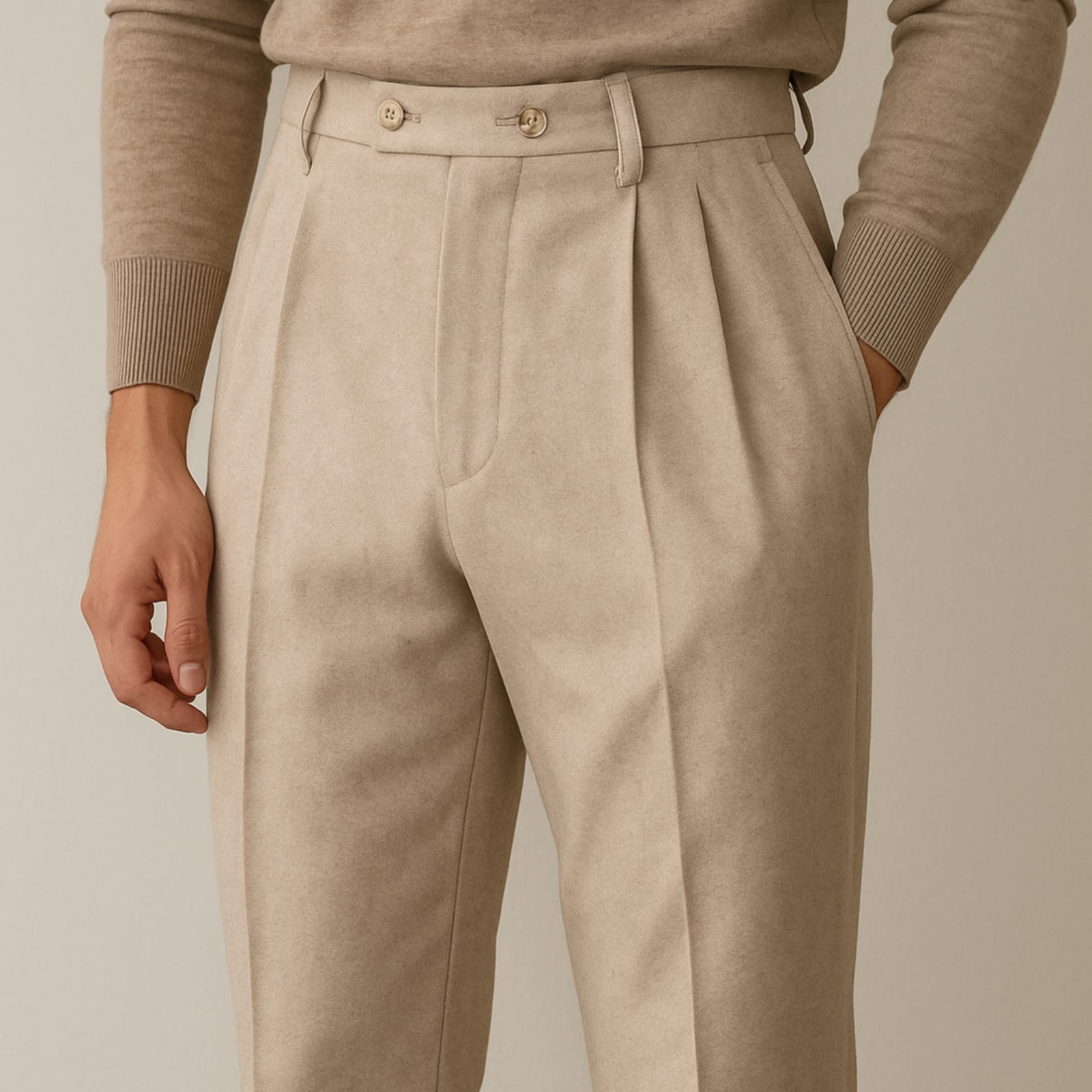 Calça de Lã Masculina Cintura Alta BOLDMAN Outono/Inverno