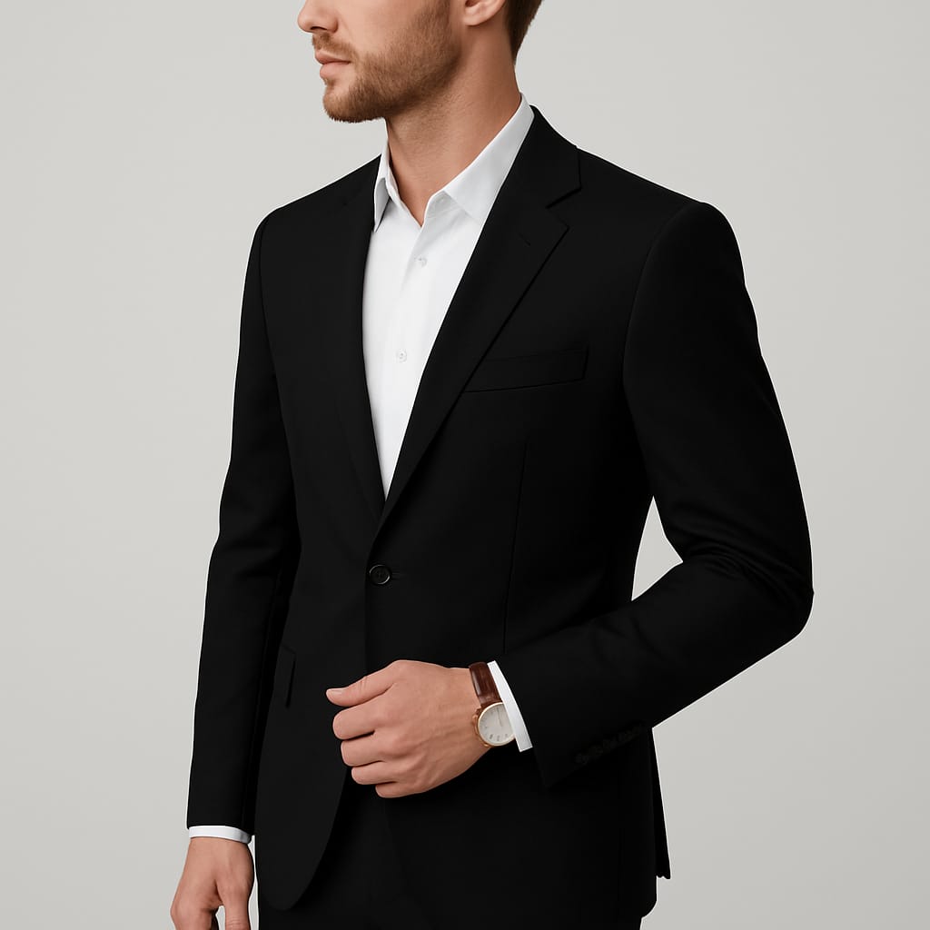 Blazer Masculino Preto de Tweed Slim Fit Premium em Alfaiataria Italiana | BOLDMAN