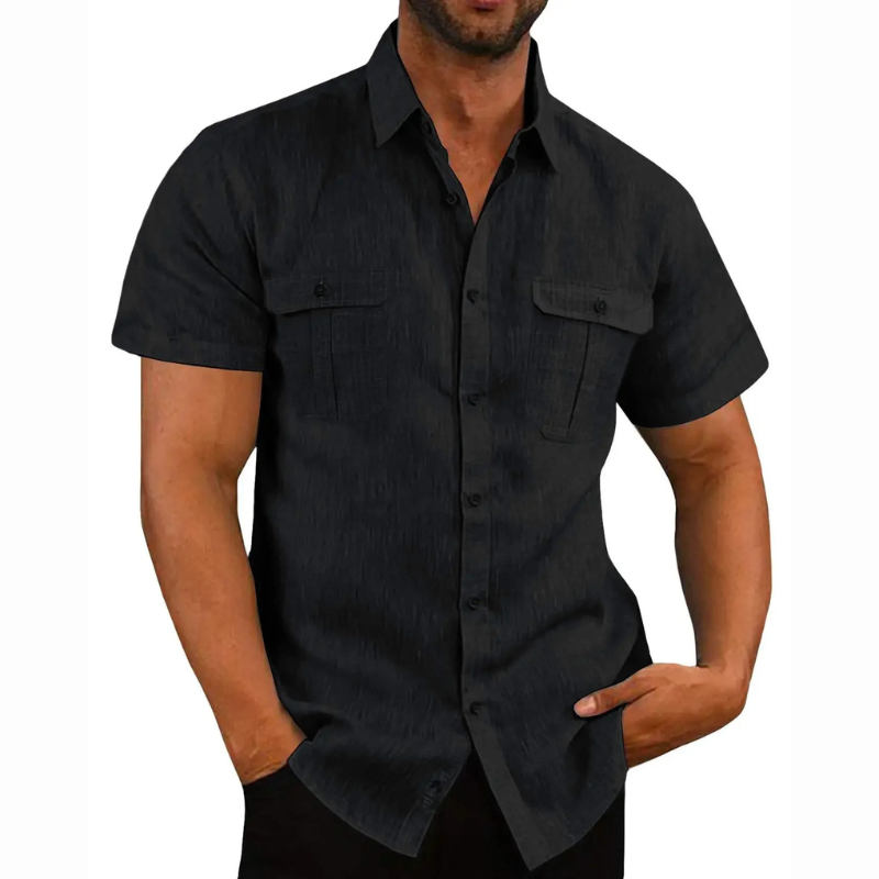 Camisa Manga Curta Masculina Algodão & Linho - BOLDMAN