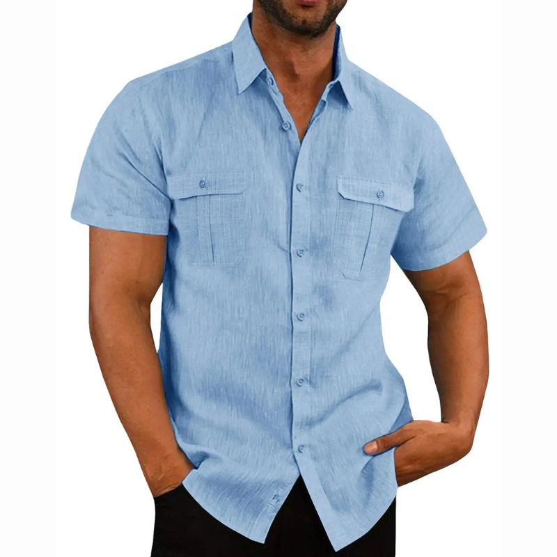 Camisa Manga Curta Masculina Algodão & Linho - BOLDMAN