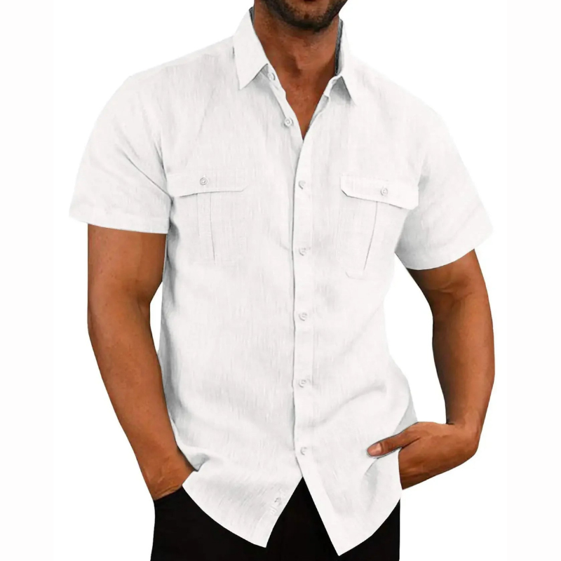 Camisa Manga Curta Masculina Algodão & Linho - BOLDMAN