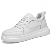 Sneaker  Masculino Elevação em Couro Legítimo Branco Fashion | Aumento Discreto |  Bold Man™