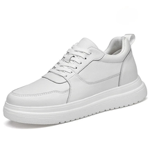 Sneaker  Masculino Elevação em Couro Legítimo Branco Fashion | Aumento Discreto |  Bold Man™