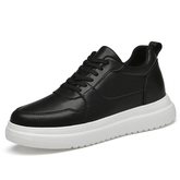 Sneaker Masculino Elevação em Couro Legítimo Preto Fashion | Aumento Discreto | Bold Man™