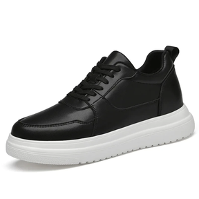 Sneaker Masculino Elevação em Couro Legítimo Preto Fashion | Aumento Discreto | Bold Man™