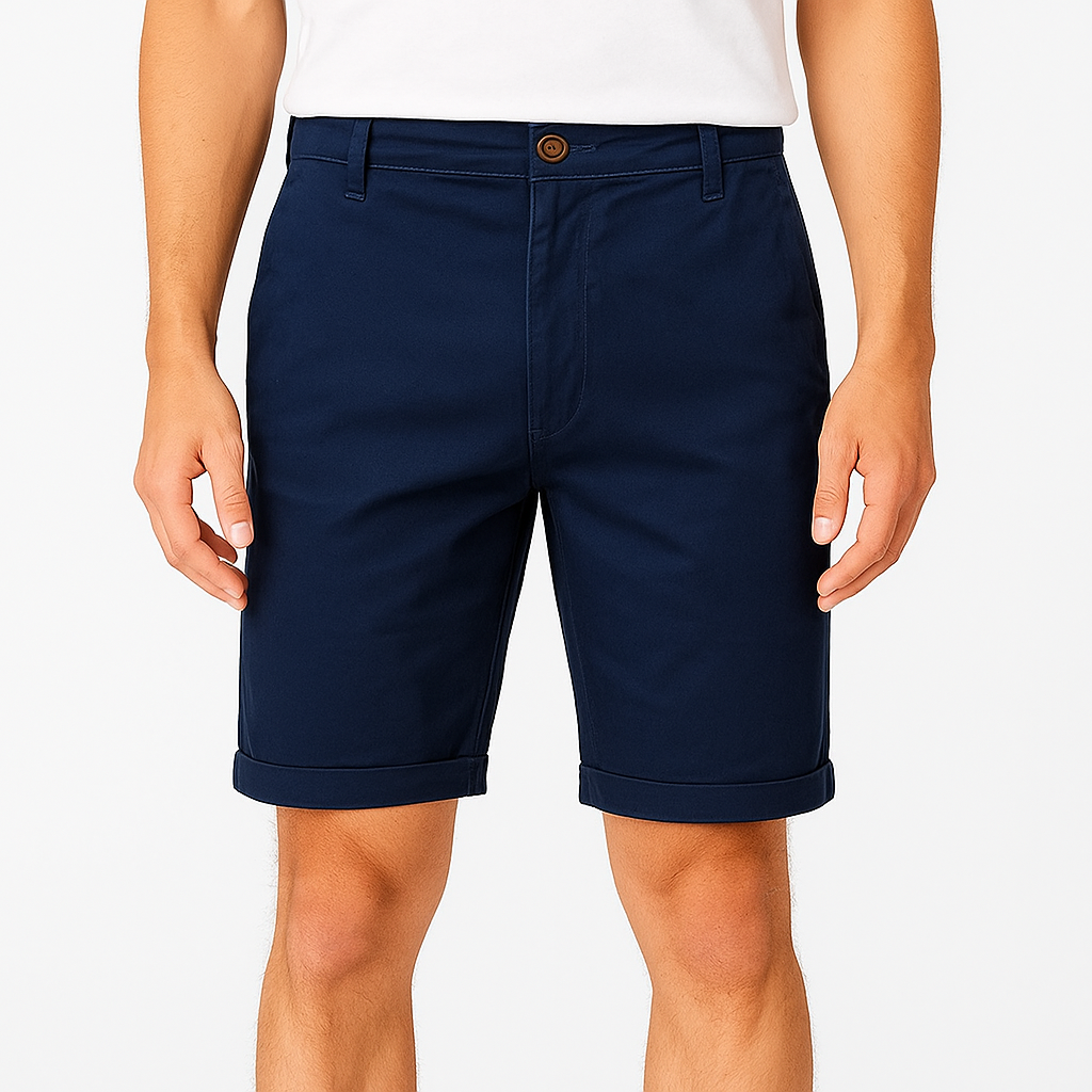 Bermuda Masculina de Sarja | Bolsa Faca Azul-Marinho | Bold Man™