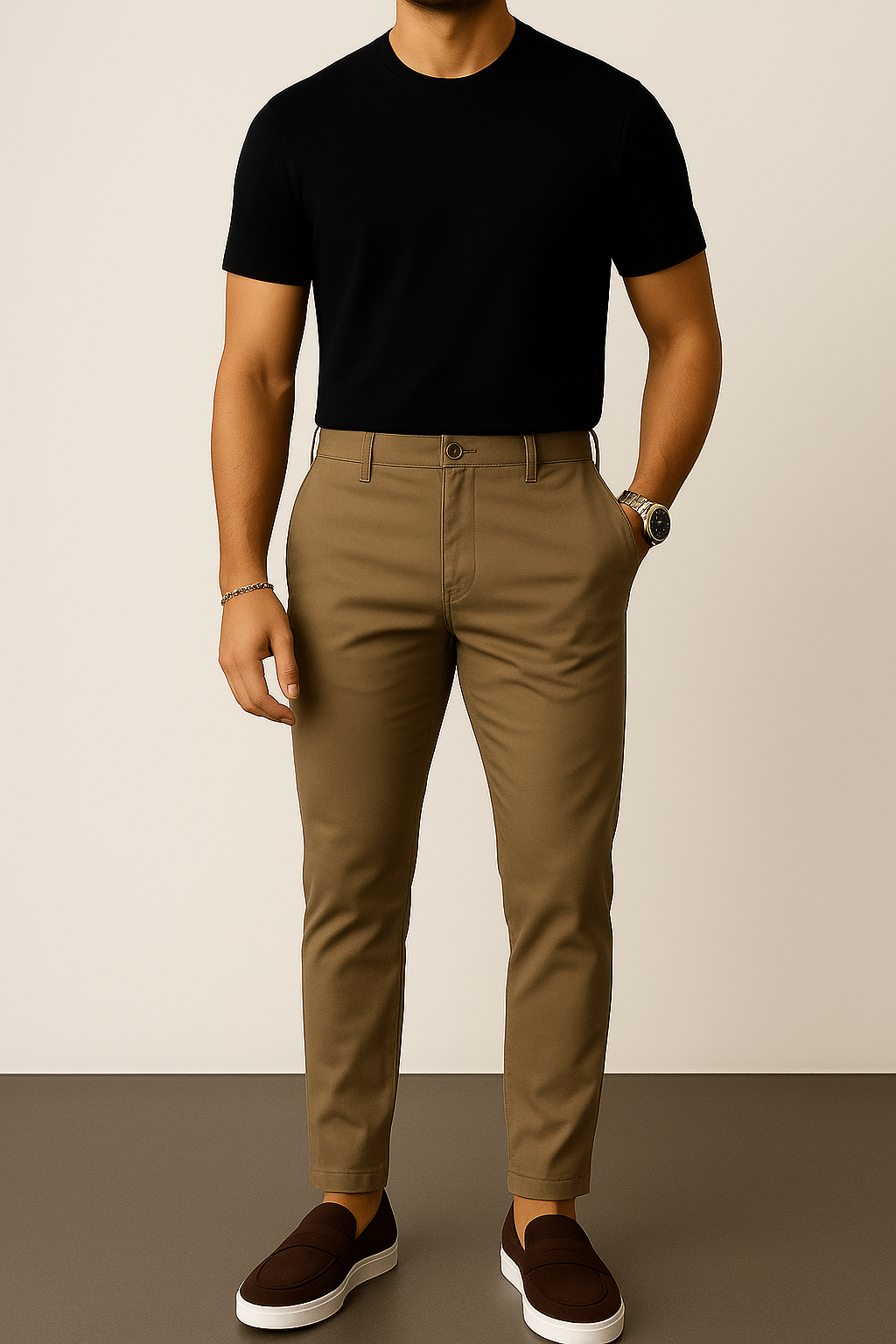 Calça Masculina Marrom Slim Fit Casual de Algodão Premium | BOLDMAN