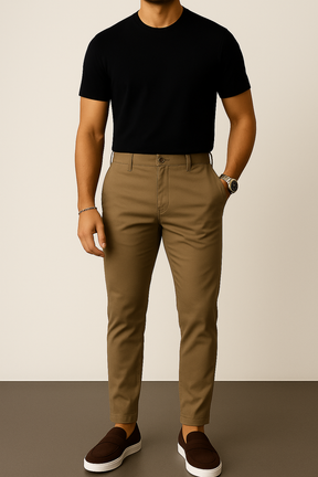 Calça Masculina Marrom Slim Fit Casual de Algodão Premium | BOLDMAN