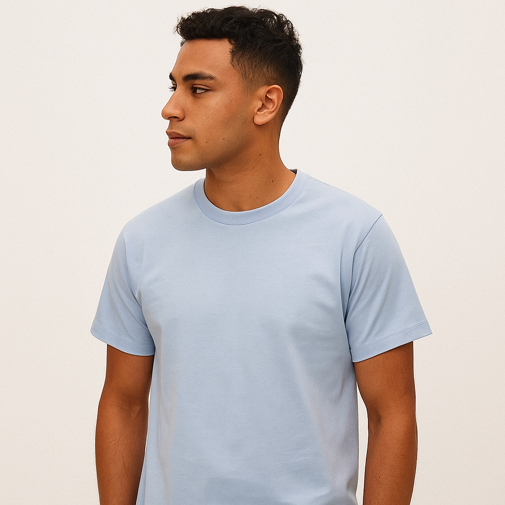 Camiseta Masculina Azul Claro Boldman Dukeen  Oversize 100% Algodão Premium