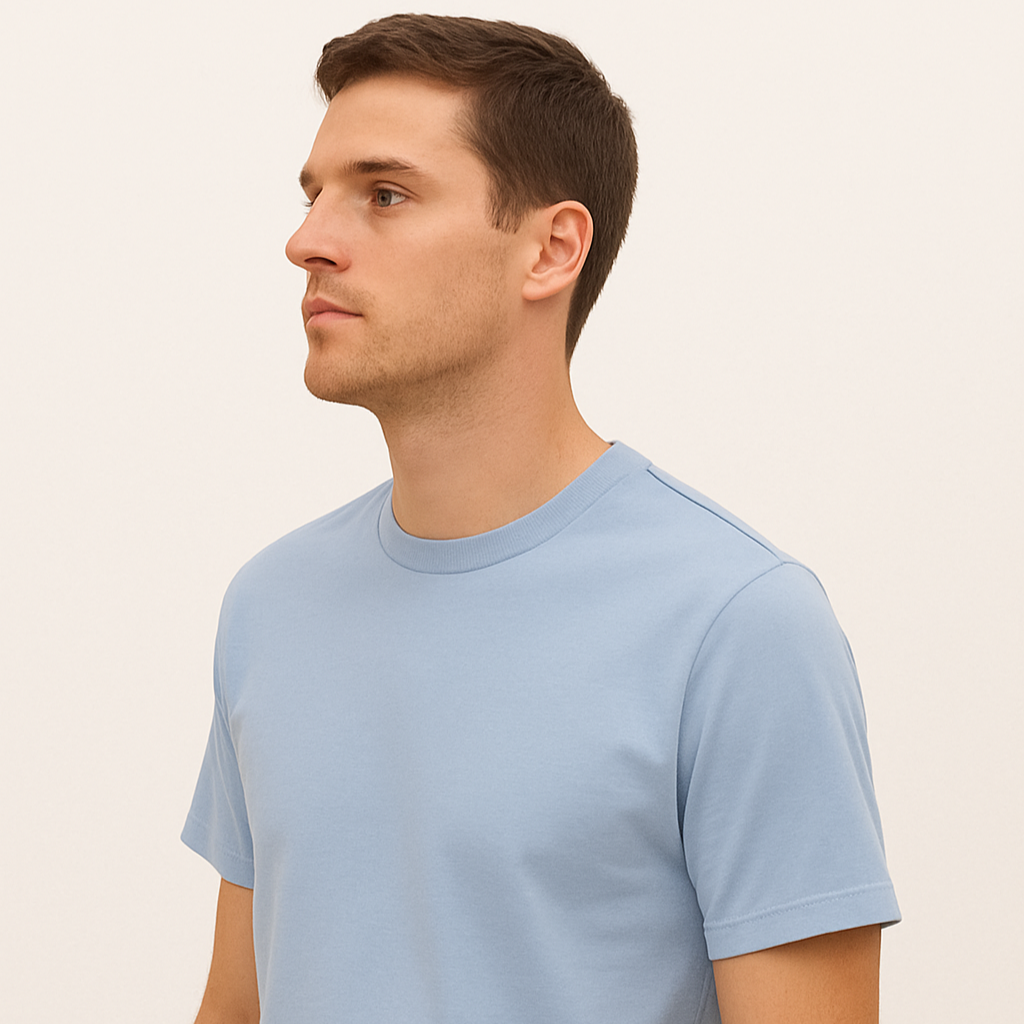 Camiseta Masculina Azul Claro Boldman Dukeen  Oversize 100% Algodão Premium