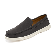 Slip On Masculino Premium  Cinza Escuro | Driving Shoe em Couro Full-Grain | BOLDMAN