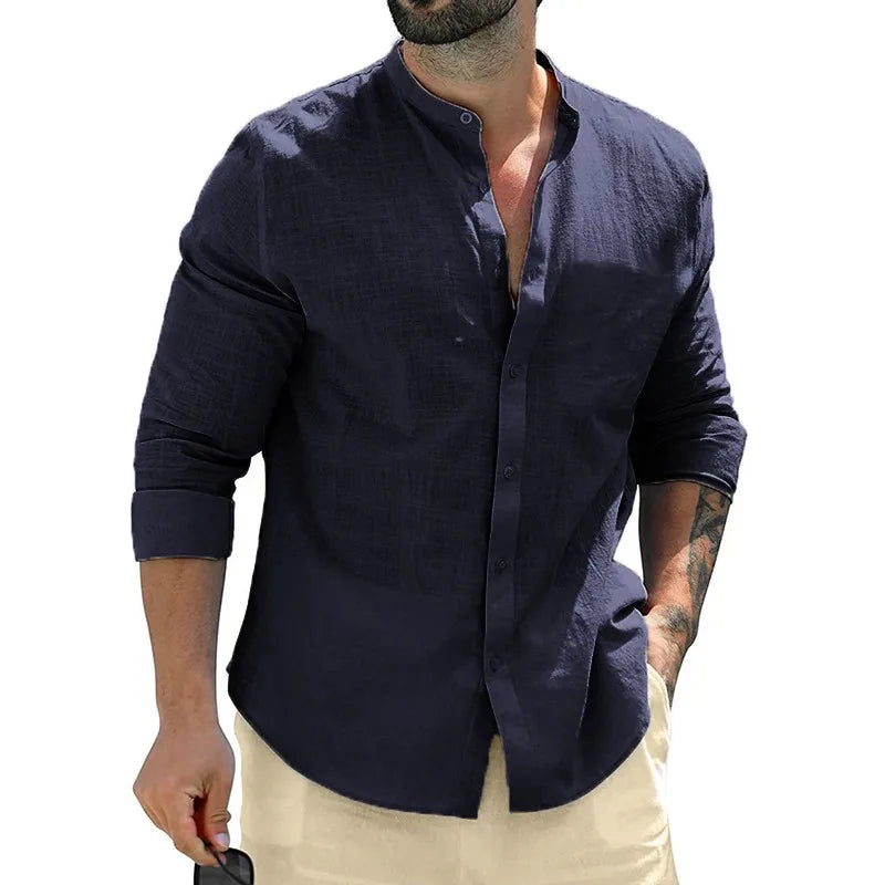 Camisa Masculina de Algodão Manga Longa para Outono – BOLDMAN