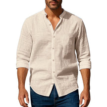 Camisa Henley Masculina Algodão & Linho Slim Fit – BOLDMAN