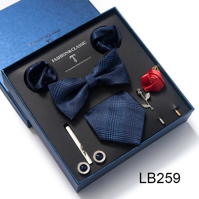 Kit Presente Masculino - 5pcs: 1 Gravata Seda + 4 Acessórios Formais - BOLDMAN