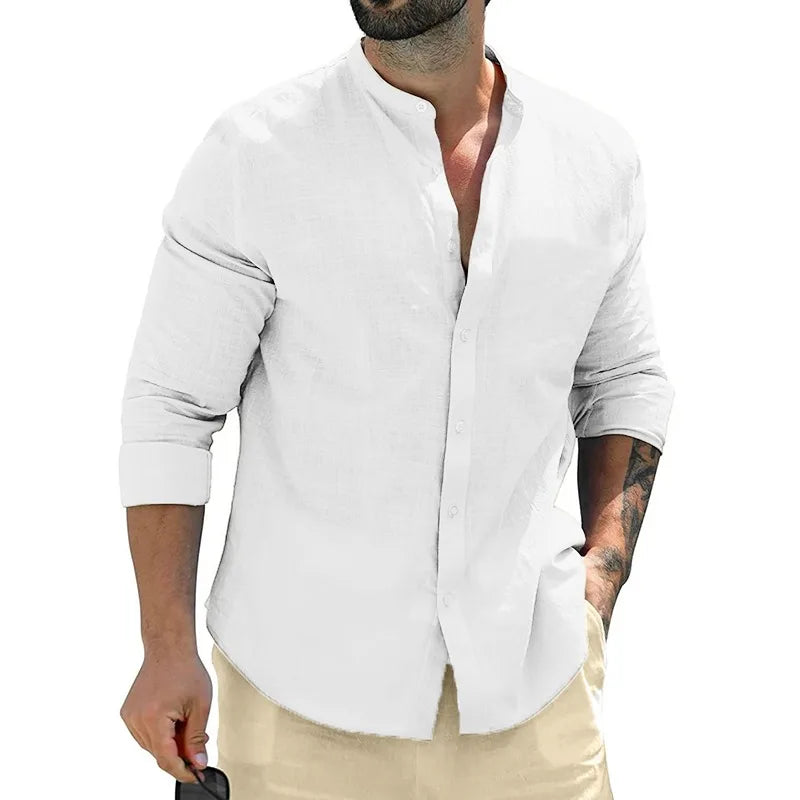 Camisa Masculina de Algodão Manga Longa para Outono – BOLDMAN