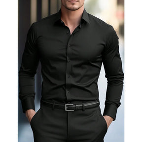 Camisa Masculina 2025 Slim Fit Elegante Cor Sólida – BOLDMAN